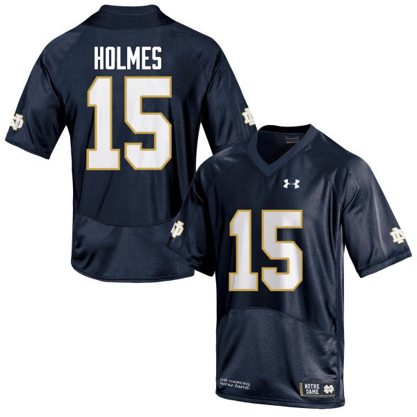 Men's NCAA Notre Dame Fighting Irish #15 C.J. Holmes Stitched College Under Armour Authentic Navy Blue Football Jersey ZX10D04NP